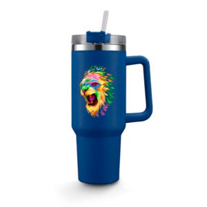 COPOS COM ADESIVO DTF UV COPOS TÉRMICOS MODELO QUENCH PRO TAMPA ACRÍLICA 1200ML LINHA PREMIUM - Azul / 1un.