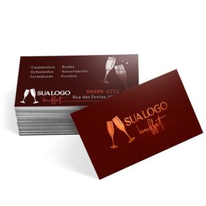 CARTÕES DE VISITA COUCHÊ 300G HOT STAMPING LAM FOSCA FV HOTSTAMPING FR E VERNIZ LOCALIZADO VERSO - 500un. / 4X4