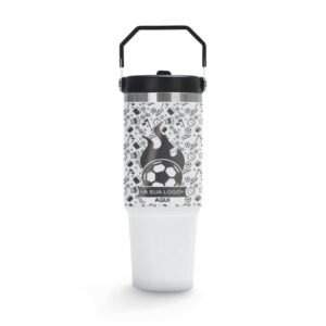 COPOS GRAVAÇÃO A LASER GRAVAÇÃO 360 COPOS TÉRMICOS MODELO ALÇA SEXTAVADA COM TAMPA 900ML - Branco