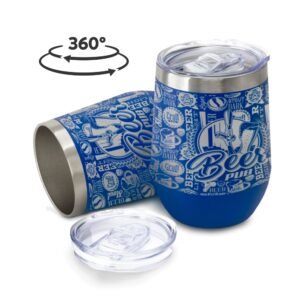 COPOS GRAVAÇÃO A LASER GRAVAÇÃO 360 COPOS TÉRMICOS MODELO CUIA COM TAMPA 360ML LINHA PROMOCIONAL - Azul / 1un.