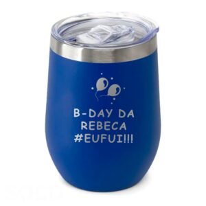 COPOS GRAVAÇÃO A LASER GRAVAÇÃO FRONTAL COPOS TÉRMICOS MODELO CUIA COM TAMPA 360ML LINHA PROMOCIONAL - Azul / 1un.