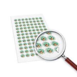 ETIQUETAS PADRÃO REDONDO BOPP BRANCO COM LAM HOLOGRÁFICA 33X33MM - 104un.