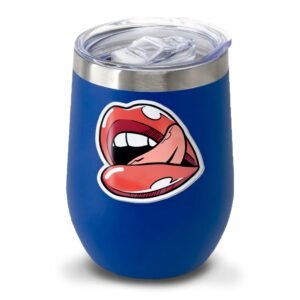 COPOS COM ADESIVO DTF UV COPOS TÉRMICOS MODELO CUIA COM TAMPA 360ML LINHA PROMOCIONAL - Azul / 1un.