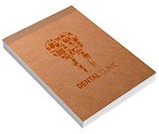CADERNETA CAPA BROCHURA E COLA MIOLO PERSONALIZADO ABERTURA VERTICAL CAPA KRAFT 250G E MIOLO AP 75G 48 FOLHAS - 105x150mm / 4un.