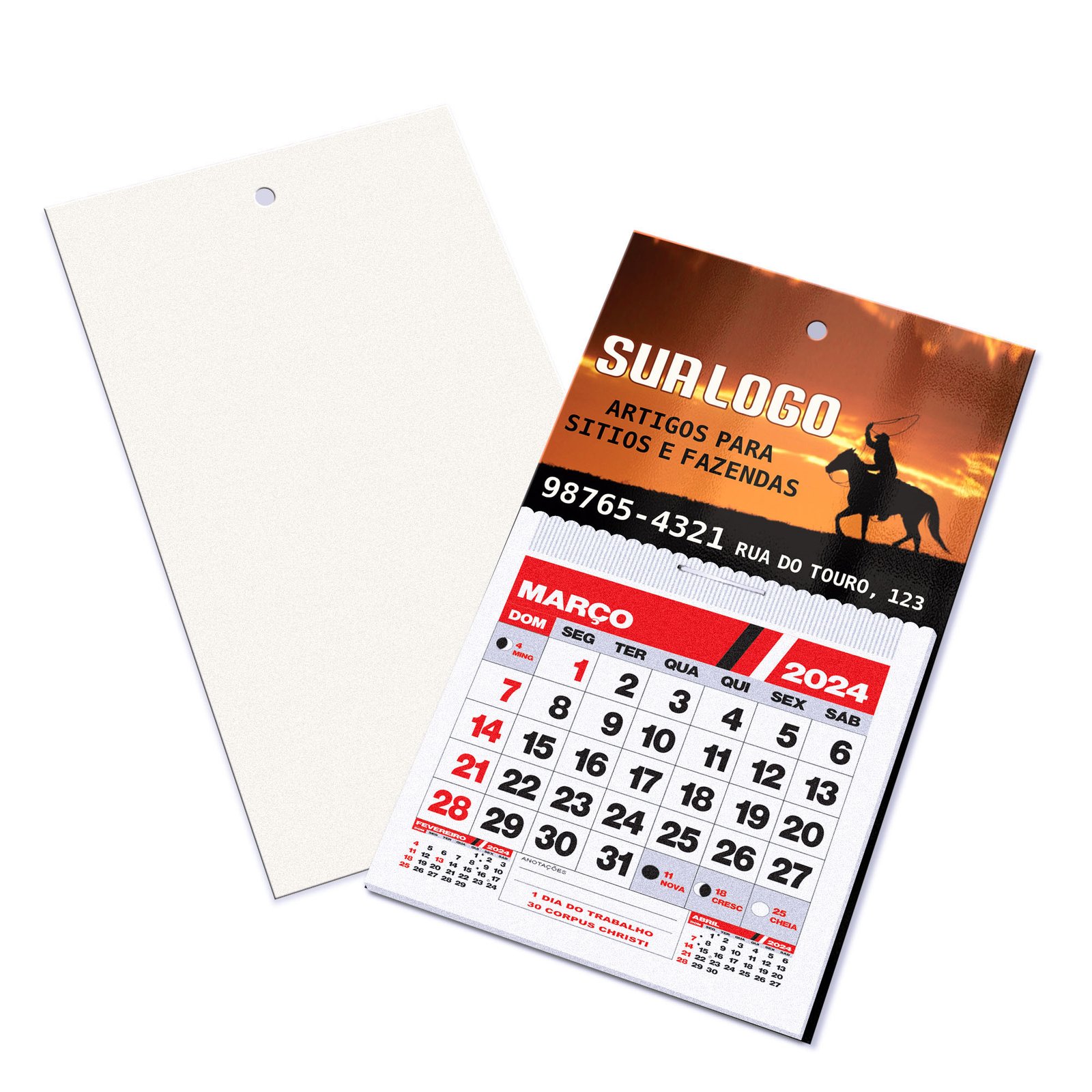 de0105b3 901f 4c1f 9c61 4743503a12bf.jpg POSTAIS FURO COM CALENDÁRIO COUCHÊ 250G - Verniz UV total frente / 500un.
