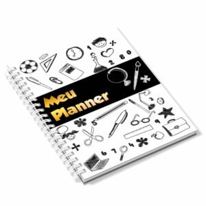 AGENDA 2026 MIOLO PERSONALIZADO PRETO E BRANCO CAPA COUCHÊ 150G NO PAPEL PARANÁ 2MM E MIOLO AP 75G - Lam fosca FR e hotstamping FR / 1un.